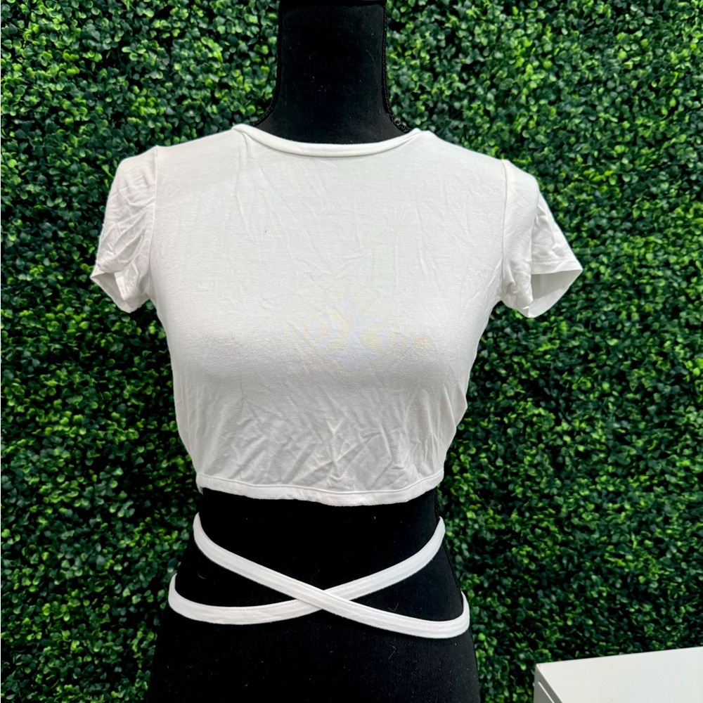 white open back crop top